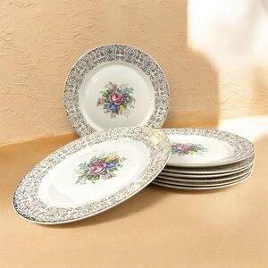 Triumph Rosalie TS 350-1 Dinner Plates Set of 8 Limoges 22K Gold USA